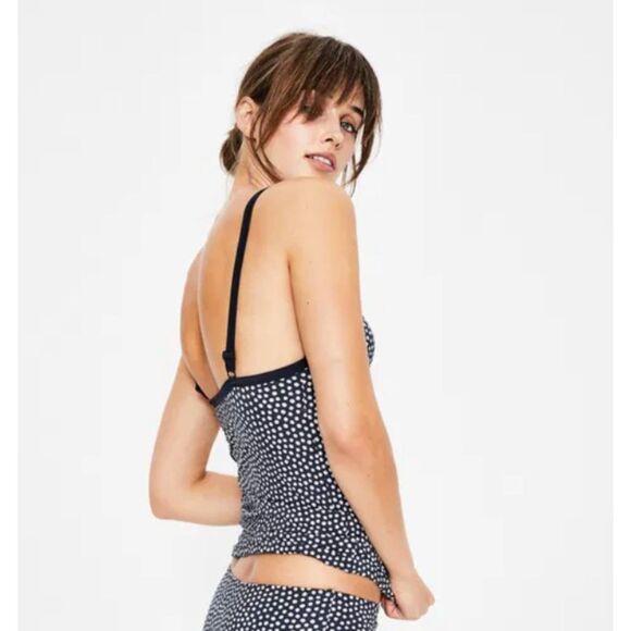BODEN Dark Blue Polka Dot Sz 38B Adjustable Strap Underwire Tankini Top LIKE NEW - Picture 3 of 5